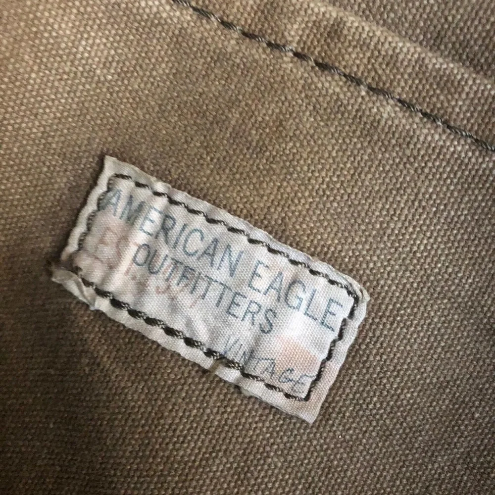 2000s American Eagle Vintage Y2K Canvas Messenger Crossbody Carry Book Bag Khaki